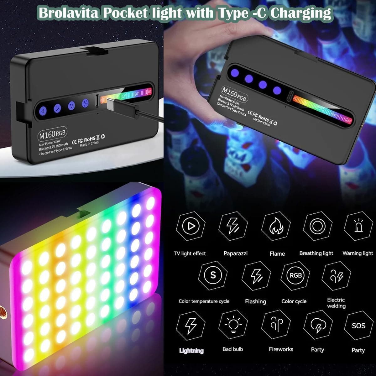 Panneau LED RGB M160 – Éclairage Vidéo