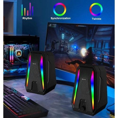 Kisonli – Haut-parleurs Gaming USB RGB