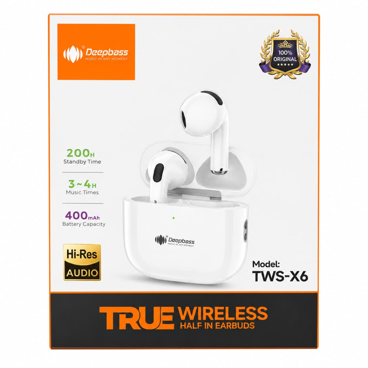 Deepbass TWS-X6 Écouteurs Sans Fil Hi-Res Audio
