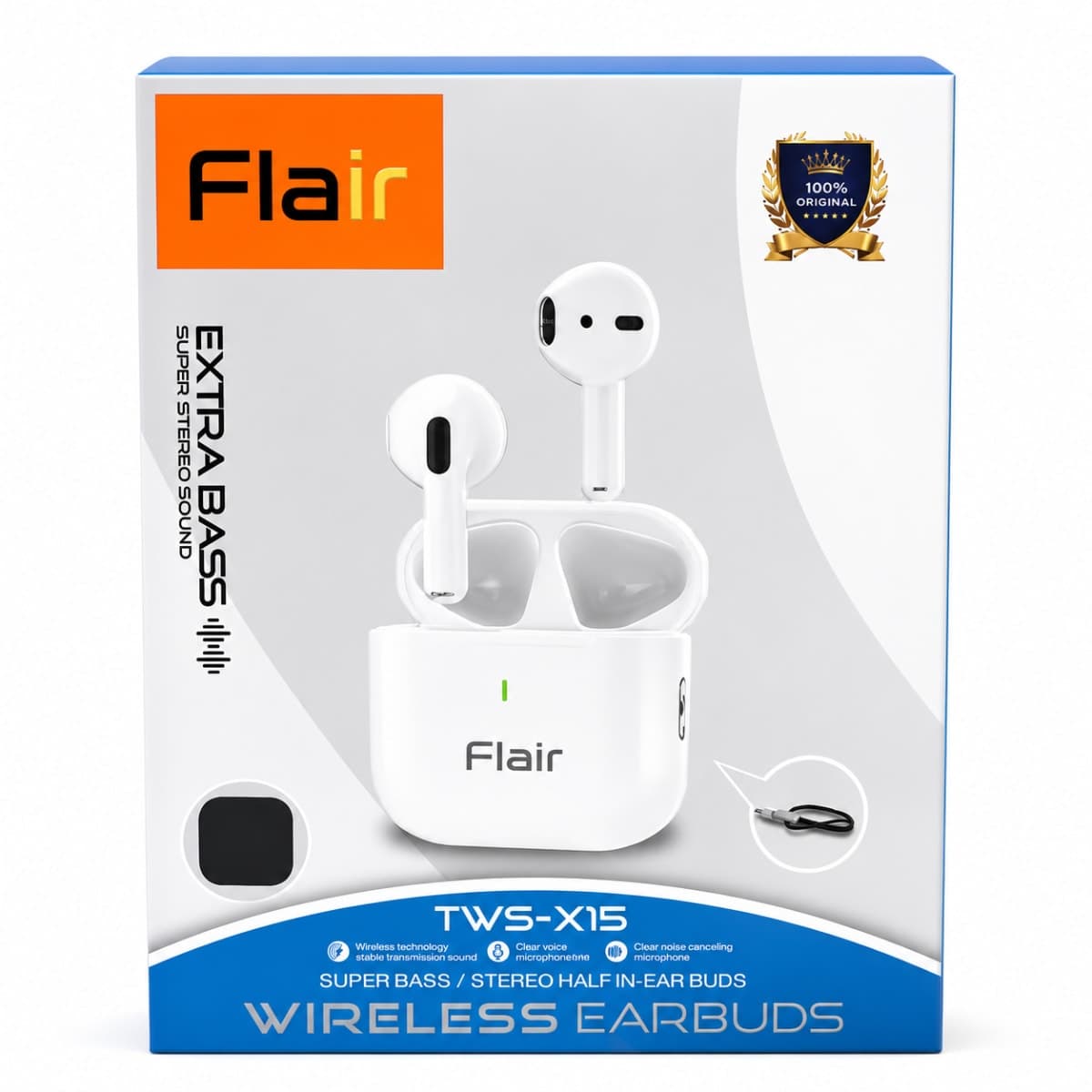 Flair TWS-X15 – Écouteurs Sans Fil Extra Bass Stéréo