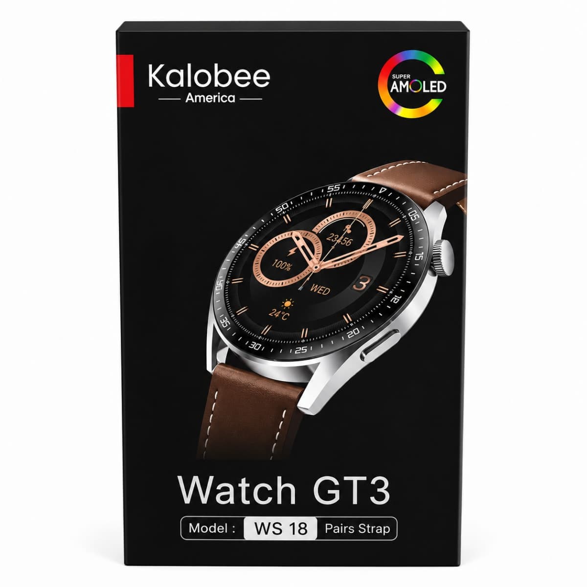 Kalobee Watch GT3 – Montre Connectée Super AMOLED Cuir